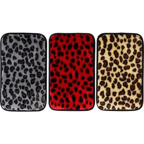 Fashion Leopard Plush Car Armrest Box Cover Winter Warm Fleece Center Console Box Pad Case Auto Car Arm Rest Cushion Cover