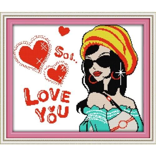 A fashion woman cross stitch kit people 18ct 14ct 11ct count print canvas stitches embroidery DIY handmade needlework