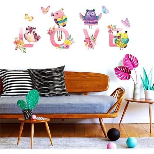 Nortic Style Owls Wall Sticker Home Decoration Mural Art Wallpapaer Cartoon Plane Diy Window Decor Poster For Kids Rooms