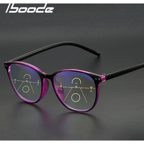 Iboode Anti Blue Light Reading Glasses Men Progressive Multifocal Glasses Frame Women Near Far Sight Diopter +1.0 1.5 2.0 2.5 3