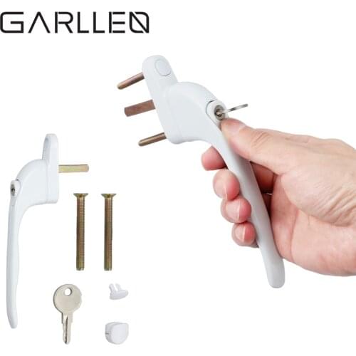 GARLLEN 10pcs White Inline UPVC Universal Window Handle with Push Button Operation Key Locking For Child Safety Homeliving