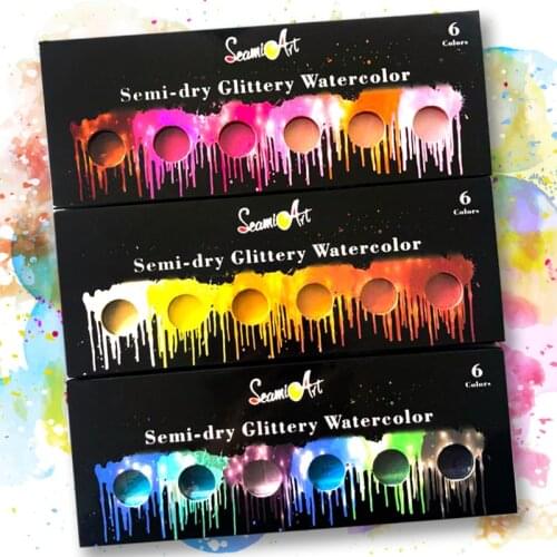 Professional Cool/Warm/Metallic Watercolor Paint Set for Artist Painting Drawing Glitter Water Color Pigment Art Supplies