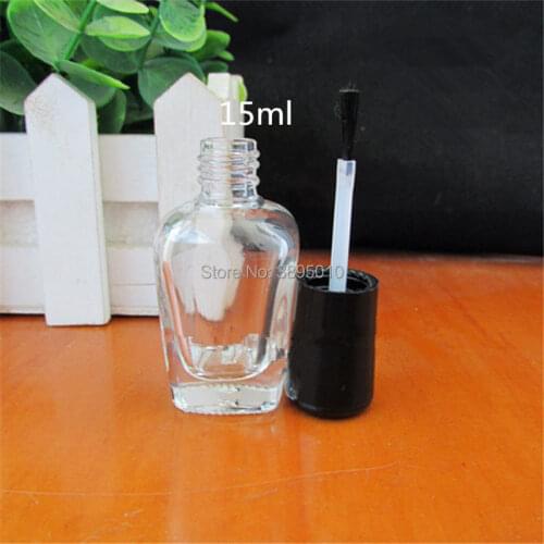 15ml Transparent Empty Cosmetic Square Nail Oil Glass Bottles Containers Glass Nail Polish Bottle With cap F669