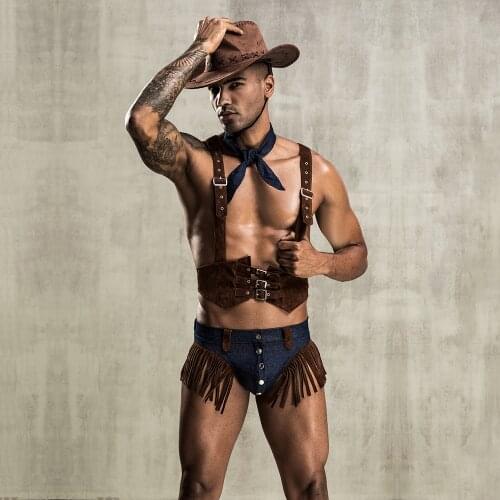 Retro Western Cowboy Cosplay Nightclub Bar Theme Party Male Singer DJ Costume Suit Halloween Party Carnival Costume DWY3712