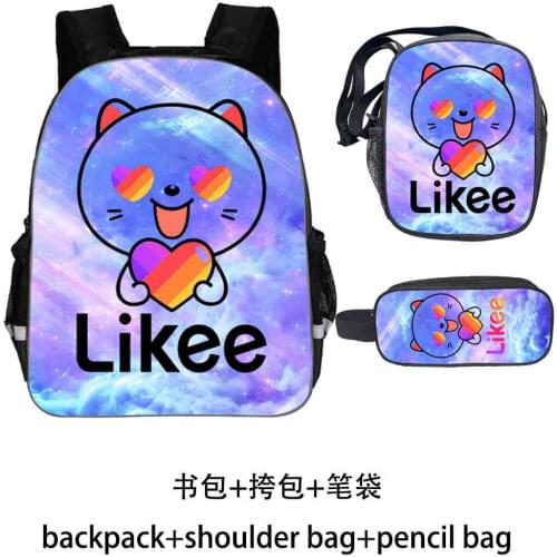 Likee backpack For Girls 3D Printed Softback Bookbag 13-16 Inch Backpack Insulated School Bag Zipper Pencil Case for Kids 3pcs