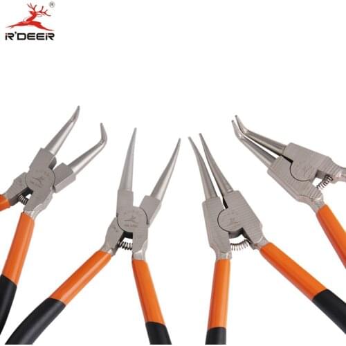 RDEER 7" Circlip Pliers External Internal Straight Bent Snap Ring Pliers Professional Multitul Hand Tools Kit