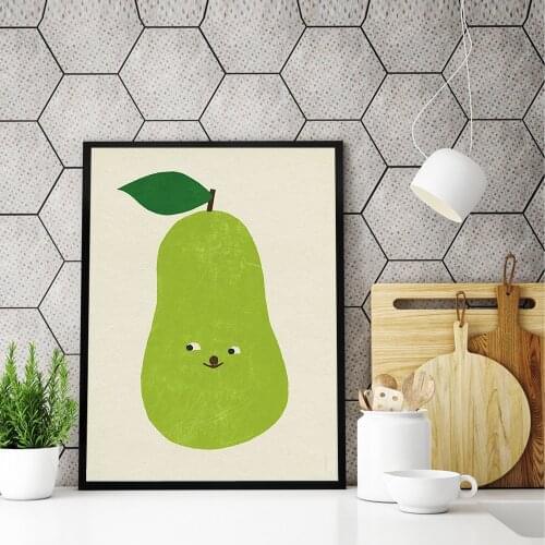 Nordic Cartoon Pear Canvas Art Print Poster Wall Pictures For child Room Nursery Fruit Kitchen Home Decoration Print On Canvas