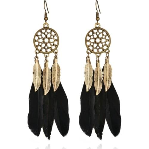 Stylish Bohemia Earrings Feather Long Design Dream Catcher Earrings for Women Jewelry Feather Ornaments Earring Oorbellen Bijoux