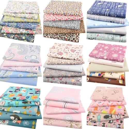 Teramila 50*50cm 8PCS Pack Twill Fabrics For Sewing DIY Dresses Quilt Cotton Cloth Needlework Patchwork Plaid Printed Textile