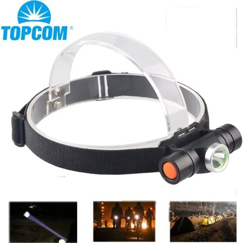 TopCom XM-L2 LED Headlamp Waterproof USB Rechargeable Cycling Headlight 18650 Battery Head Torch Camping Fishing Flashlight