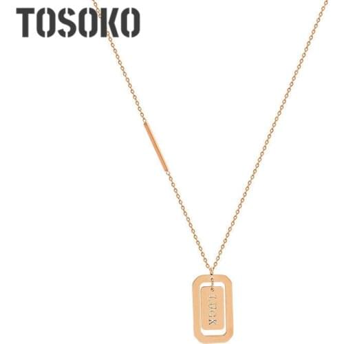 TOSOKO Stainless Steel Jewelry Lucky Peach Heart Love Necklace Sweater Chain Long Chain For Women BSM041