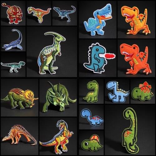 Dinosaur Movie Embroidered Tyrannosaurus Patch Jurassic Park Iron on Patches for DIY T-shirt Clothing Applique Anime Badges