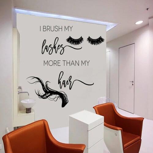 YOYOYU Beauty Salon Vinyl Wall Sticker Brush Lashes and Hair Decal Bathroom Bedroom Living room Home Decoration Art Poster ZX444