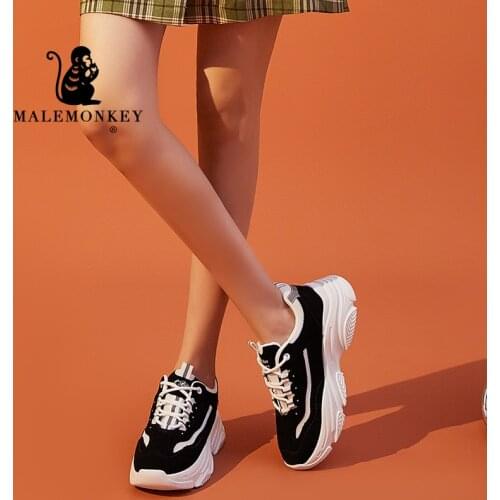 Platform Shoes Women White Chunky Running Sneakers 2021 Fashion Female Black White Thick Sole Casual Woman Vulcanize Shoes