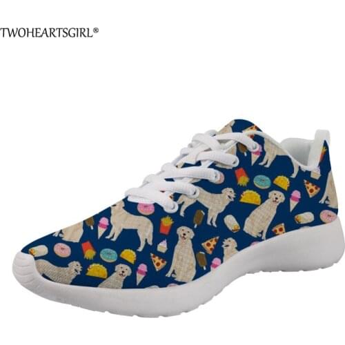 Twoheartsgirl Golden Retriever Prints Womens Sneakers Shoes Woman Flats Shoes Comfortable Light Shoes for Ladies Zapatos Mujer