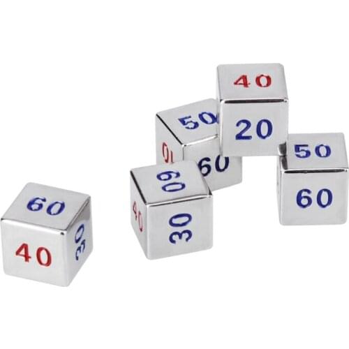 094C New Pattern 5Pcs/Pack 13mm Color Alloy Dice Game Props Educational Toys for Children Solid Color Digital Dice