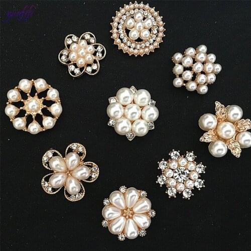 1pcs alloy Pearl Wedding Diamond buttons Factor Outlets Rhinestones buttons DIY Hair Accessory Decorative button