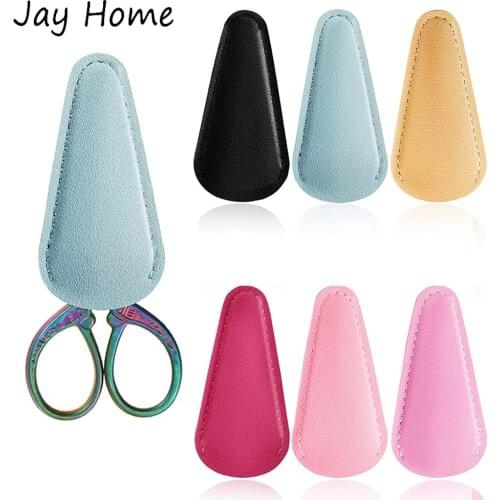 1PC Scissors Sheath Safety Leather Scissors Cover Protector Colorful Sewing Scissor Cover for Embroidery Sewing Quilting Crafts
