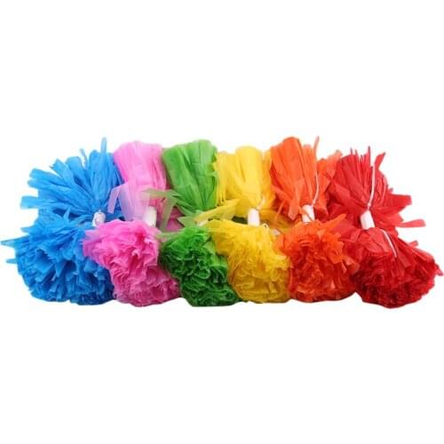 1PC Plastic Handle Metallic Streamer Pompoms Cheerleading Cheering Pom Pom Ball Cheering Dance Decorator Club Sport Supply