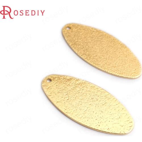 34846)10PCS 31x14MM 24K Gold Color Brass Matte Oval Shape Charms Pendants High Quality Diy Accessories Jewelry Findings
