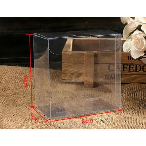 100pcs FREE SHIPPING 8x8x5CM Clear PVC Birthday Gift Box Wedding Favor Candy Boxes PVC Transparent Box Toy Display Box