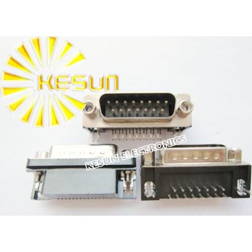 100pcs/lot DR15 15P 15Pin Male Serial PCB Standard Right Angle D-Sub Connector