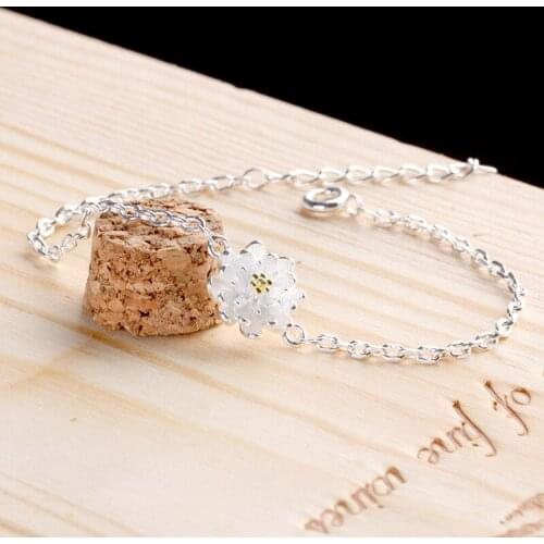 100% 925 sterling silver fashion little flower ladies`bracelets jewelry wholesale bracelet no fade Anti allergy birthday gift