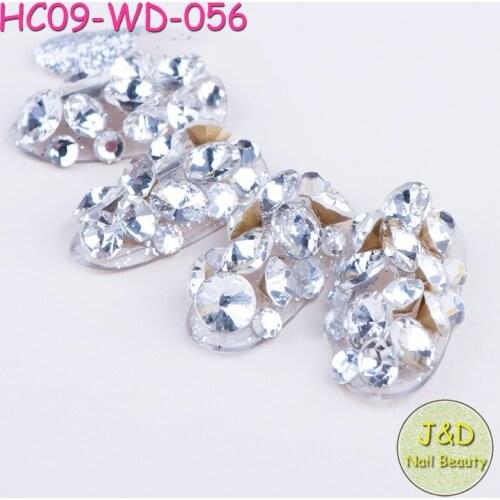 12boxes 3D Full Cover Acrylic Rhinestones Nail Art Tips Crystal Round Stone Hand Made False Nail Tips Nail Charms Decoration #56