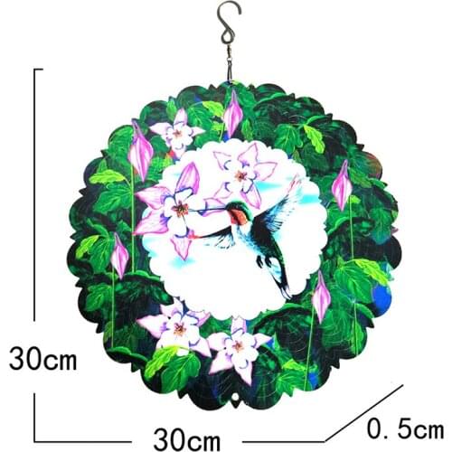 3D Hummingbird Wind Spinner Weather Resistant Durable Long Lasting Lightweight Best Deocration for Window Courtyard GQ