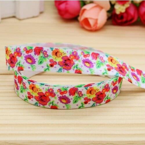 5/8'' Free shipping Fold Elastic FOE flowers printed headband headwear hairband diy decoration wholesale OEM P5116
