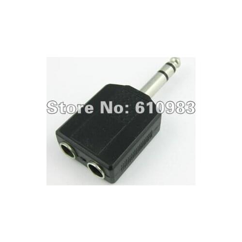 5 pieces/lot) Wholesale 6.5mm adapter 6.5mm Plug to 2 DUAL 6.5mm Jack female Audio Adapter connector Y Splitter
