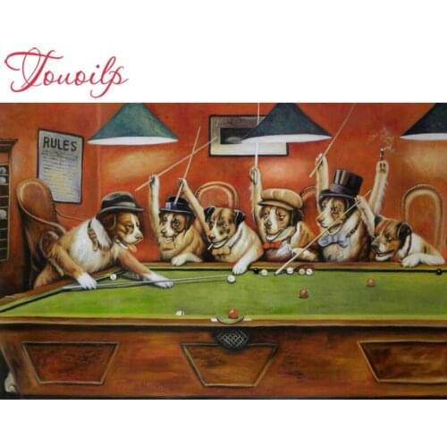 TOUOILP Full Square/Round 5d diy Diamond Painting"Dog playing billiards"Diamond Embroidery Cross Stitch Wall stickers Home Decor