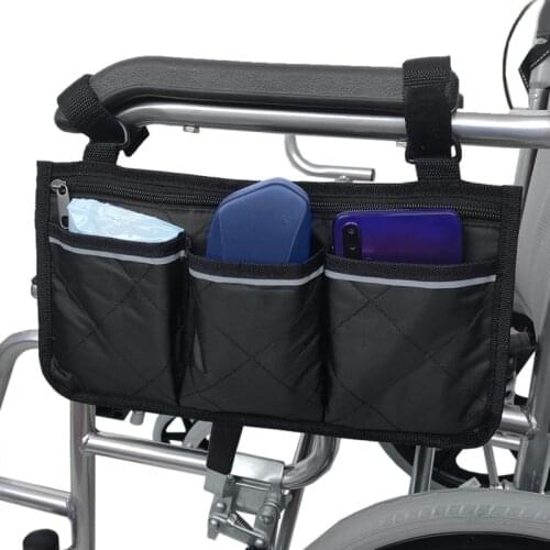 Wheelchair Side Bag for Back Wheelchair Storage Bag Pouch Fits Most Bed Rail Scooters Walker Power & Manual Electric Wheelchair