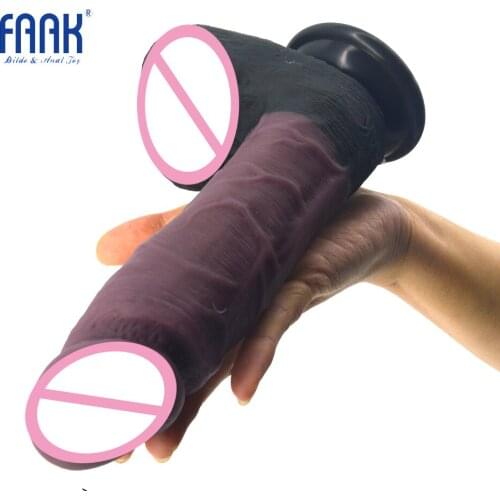 FAAK huge dildo realistic penis silicone sex toys for women stitching color dick lesbian masturbator suction anal plug sex shop
