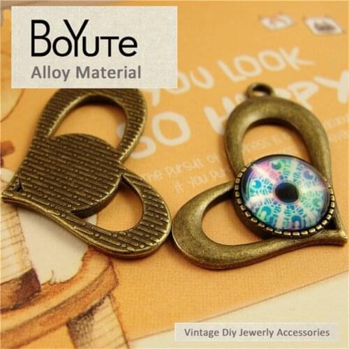 BoYuTe (40 Pieces/Lot) 14MM Cabochon Base Antique Bronze Pendant Heart Zinc Alloy Materials Jewelry Accessories Findings