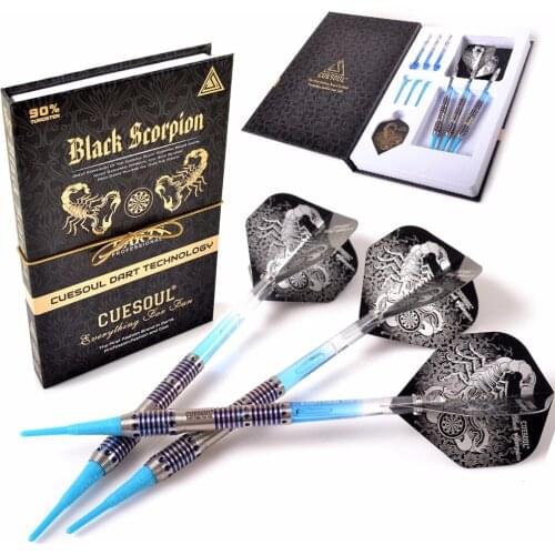 CUESOUL BLACK SCORPION 90% Tungsten Barrel Soft Tip Dart Set-18g Barrel with Titanium Coated Finished