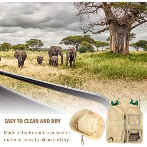 Kids Cargo Vest & Hat Hiking Hunting Outdoor Activities Explorer Set Gift