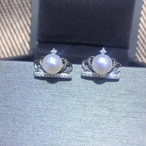 Crown Pearl Earrings Mountings Beautiful Earrings Findings, Earrings Settings Jewelry Parts Fittings Stud Earrings Accessories