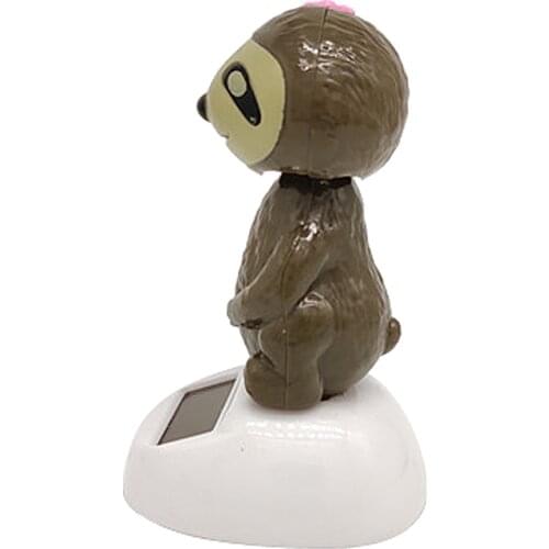 Solar Powered Animal Bobbling Toy Nodding Sloth Swinging Figure Desk Decor