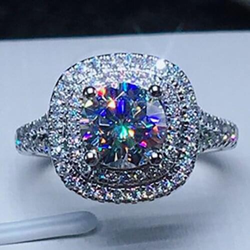 18K Au750 White Gold Women Wedding Party Engagement Ring 1 2 3 4 5 Carat Round 2 Turns Moissanite Diamond Ring Luxury Trendy