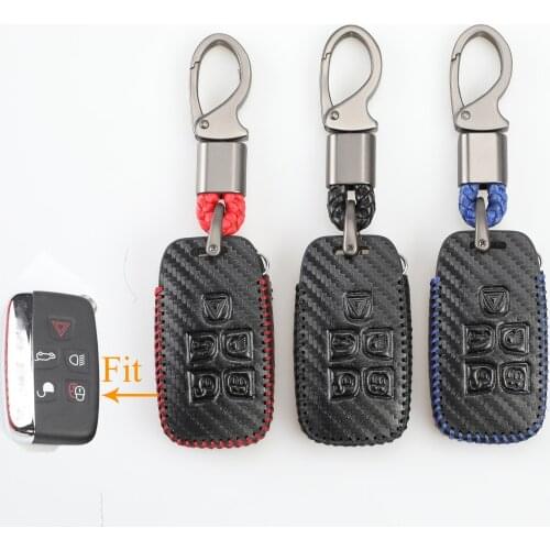 Kutery 10pcs 5 Butttons Leather Remote Key Case For Jaguar XE XJ Guitar Land Rover A9 Range Rover Sport Freelander 2 Discovery