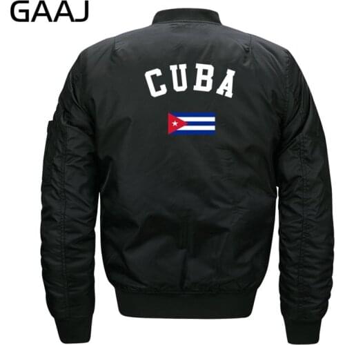 GAAJ Print Cuba Flag Jackets Men O Neck Fleece Jacket Plus Size Military Style Militar Windbreaker Fashion For Male Bomber Parka