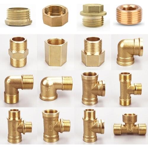 1/8" 1/4" 3/8" 1/2" 3/4" 1" BSP Male Female Thread Brass Elbow End Cap Plug Nipple Tee Pipe Fitting Coupler Connector Adapter