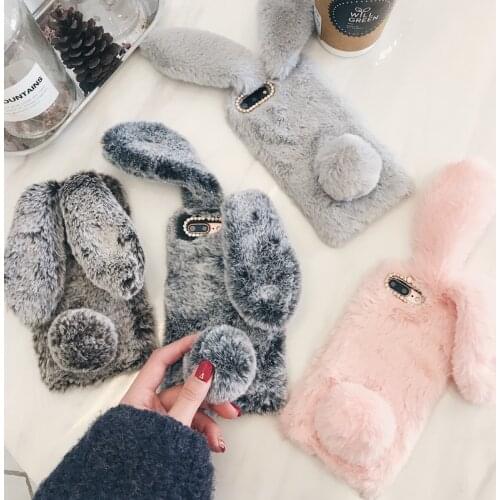 Cute Rabbit Ears hair Cases For Huawei nova 5T mate 20 lite 30 p30 p20 lite pro honor 8A 10 i lite Y9 p smart 2019 Z bunny cover