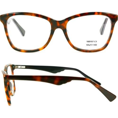 Womens Fashion Acetate Optical Frame Tortoise Square Eyeglasses with case in top quality Discount Lamination Black Eyewear