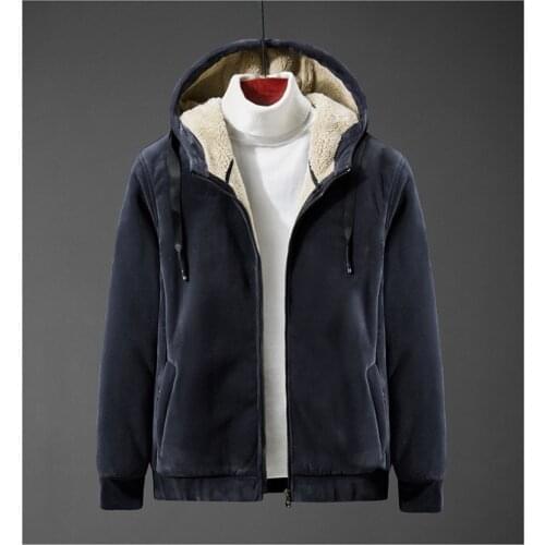 Men Winter Fleece Hoodie Warm Heat Insulation Black Sweatshirt Hoodie Size X-8XL Unisex Zipper Anti-Theft Grey Coat Jacket