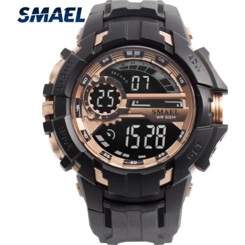 SMAEL Sports Mens Watch 50M Waterproof and Shatter-resistant Cool Appearance Automatic Update Date Stopwatch Timer Alarm Clock