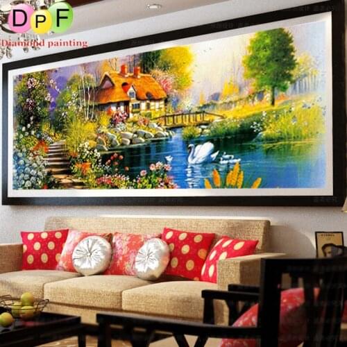 DPF New DIY 5D Diamond Mosaic Needlework Garden round full Diamond Painting Cross Stitch kits Diamond Embroidery Home Decor