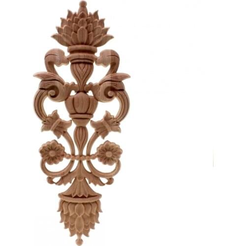 Solid wood European Style Woodcarving Decal Home Furniture Carved Applique Window Door Decor Wooden Figurines Crafts