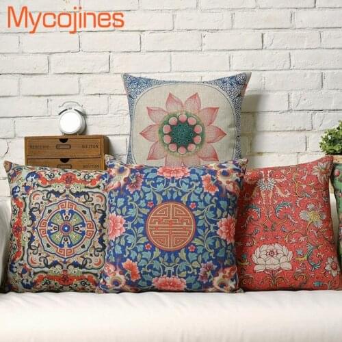 Fashion Mandala Pillow Morocco Cushion Cover Linen Nordic Geometry Bohemia Square Decorative Throw Pillows Case Sofa Home Cover